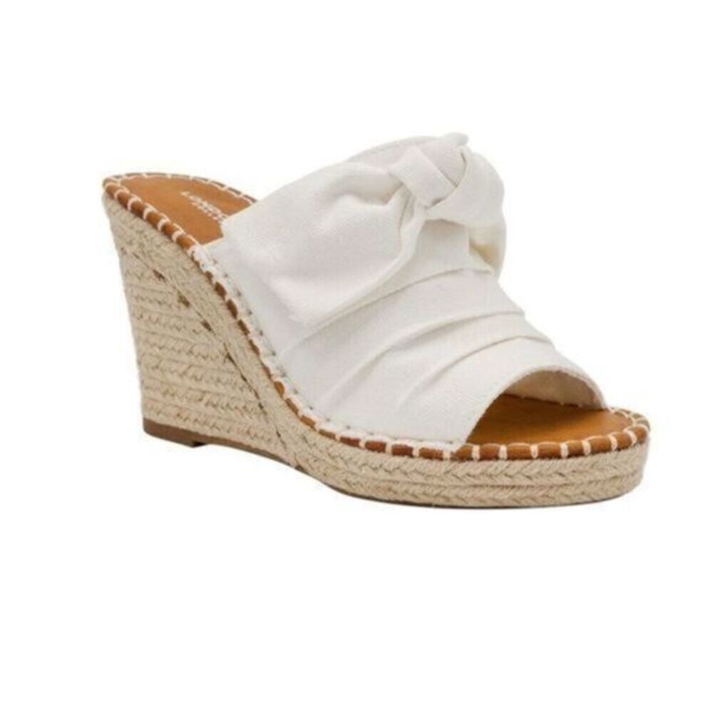 LONDON FOG Women’s Espadrille Wedge Sandals sz 10 Knotty Bow NEW # box 979